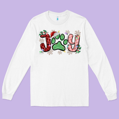 Joy With Dog Paw Long Sleeve Tee Designed By Maliassmallbusiness