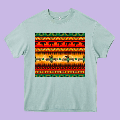 Thunderbird Bullskull Aztec Pattern Heavy Core Tee Designed By Barkaloodesign