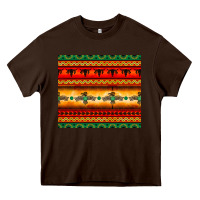 Chocolate Brown thunderbird bullskull Aztec pattern Heavy Core Tee - BarkalooDesign