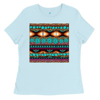 Baby Blue aztec turquoise gemstone seamless pattern Ladies Tee - HRA Design Shop
