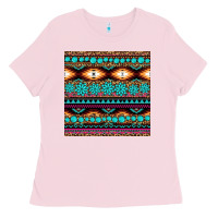 Bubblegum Pink aztec turquoise gemstone seamless pattern Ladies Tee - HRA Design Shop