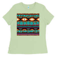 Matcha aztec turquoise gemstone seamless pattern Ladies Tee - HRA Design Shop