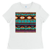 White aztec turquoise gemstone seamless pattern Ladies Tee - HRA Design Shop