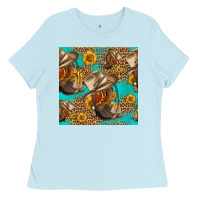 Baby Blue western boots and hat seamless pattern Ladies Tee - HRA Design Shop