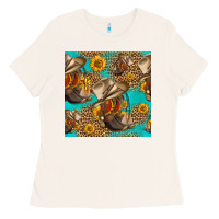 Bone western boots and hat seamless pattern Ladies Tee - HRA Design Shop