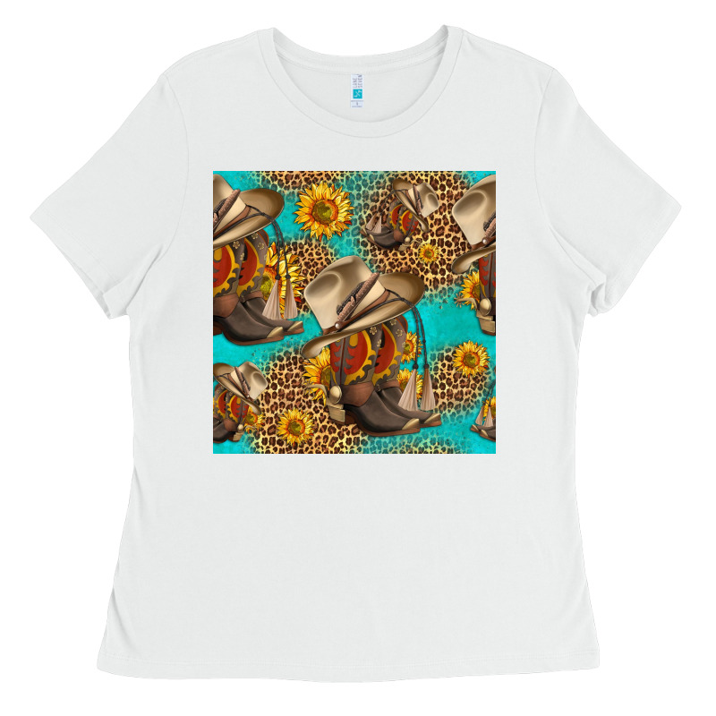 Western Boots And Hat Seamless Pattern Ladies Tee by HRA Design Shop | Teevron