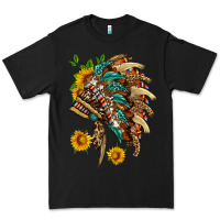 Black indian headdress with pattern and sunflowers Premium Tee - HRA Design Shop