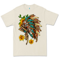 Bone indian headdress with pattern and sunflowers Premium Tee - HRA Design Shop