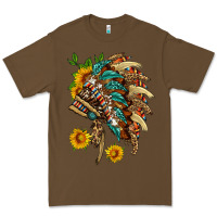 Cacao indian headdress with pattern and sunflowers Premium Tee - HRA Design Shop