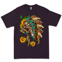 Plum indian headdress with pattern and sunflowers Premium Tee - HRA Design Shop