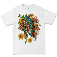 White indian headdress with pattern and sunflowers Premium Tee - HRA Design Shop