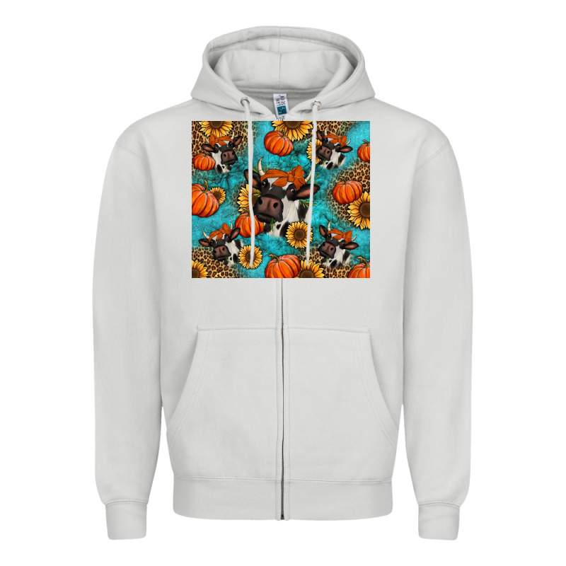 Autumn Pumpkins Holstein Cow Zipper Hoodie by Jasminsmagicworld | Teevron