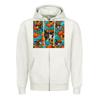 Oatmeal Heather autumn pumpkins holstein cow Zipper Hoodie - Jasminsmagicworld