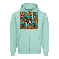 Seafoam autumn pumpkins holstein cow Zipper Hoodie - Jasminsmagicworld