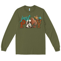Army Green just pray Long Sleeve Tee - NancyCooperArtShop