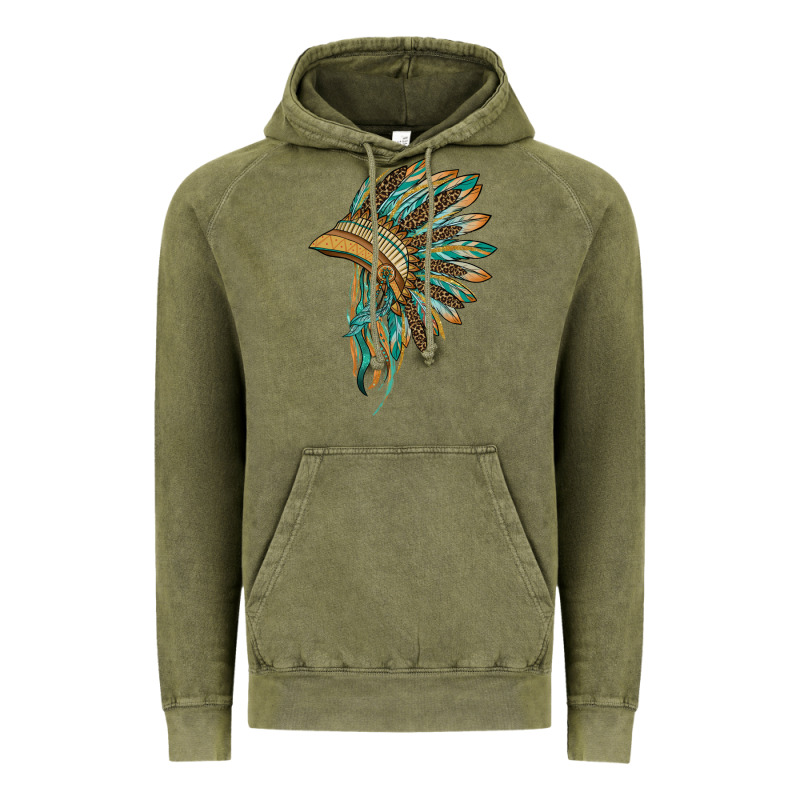 Indian Leopard Headdress Blue Vintage Hoodie by BarkalooDesign | Teevron