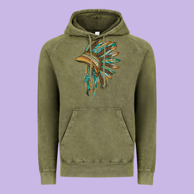 Indian Leopard Headdress Blue Vintage Hoodie Designed By Barkaloodesign