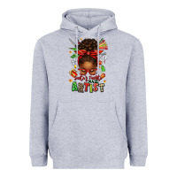 Heather Grey santa's favorite nail artist afro messy bun Heavyweight Hoodie - texasbilliewilder