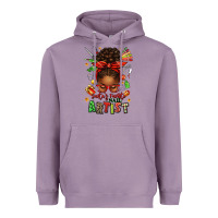 Lavender santa's favorite nail artist afro messy bun Heavyweight Hoodie - texasbilliewilder