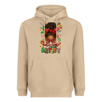 Mushroom santa's favorite nail artist afro messy bun Heavyweight Hoodie - texasbilliewilder