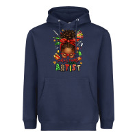 Navy santa's favorite nail artist afro messy bun Heavyweight Hoodie - texasbilliewilder