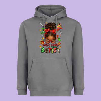 Santa's Favorite Nail Artist Afro Messy Bun Heavyweight Hoodie Designed By Texasbilliewilder