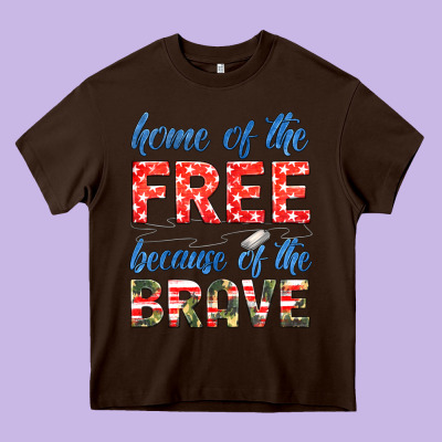 Home Of The Free Because Of The Brave Heavy Core Tee Designed By Hra Design Shop