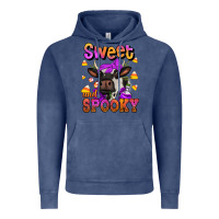 Vintage Denim sweet and spooky halloween cow Vintage Hoodie - Jasminsmagicworld
