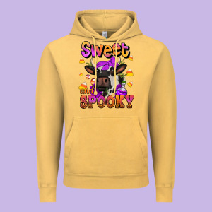 Sweet And Spooky Halloween Cow Vintage Hoodie Designed By Jasminsmagicworld