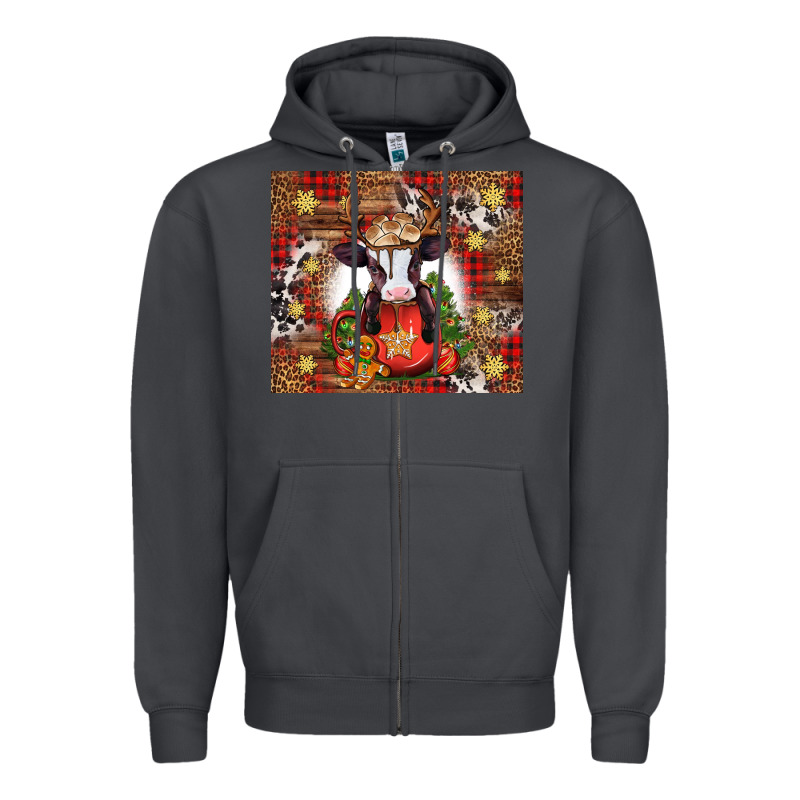 Christmas Baby Cow Hot Cocoa Zipper Hoodie by Jasminsmagicworld | Teevron