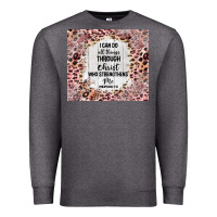 Charcoal Heather i can do all things with leopard and glitter Premium Sweatshirt - TumblerDesignByShophia