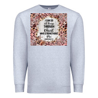 Heather Grey i can do all things with leopard and glitter Premium Sweatshirt - TumblerDesignByShophia