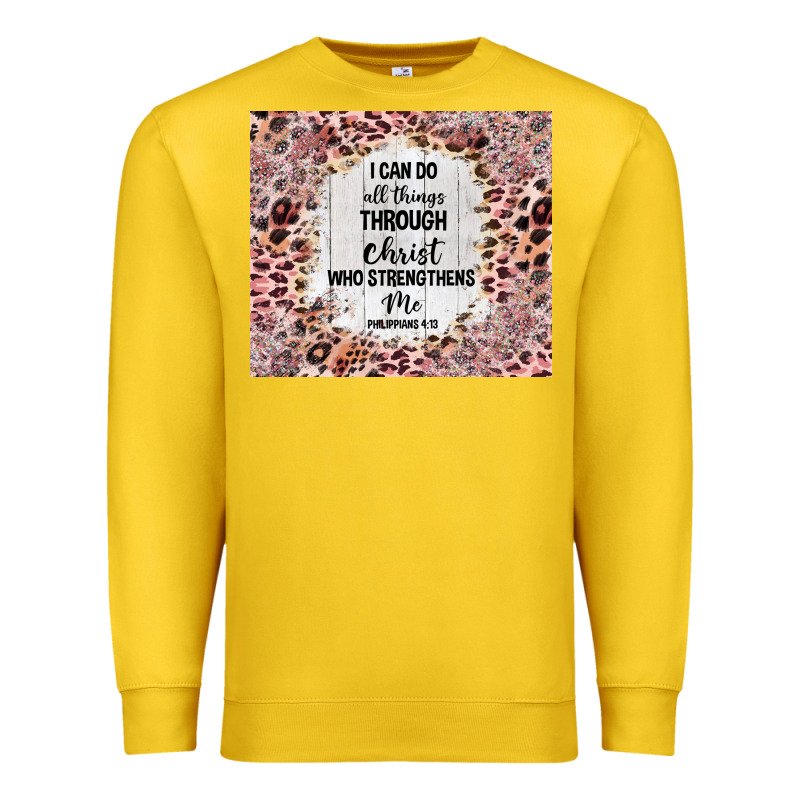 I Can Do All Things With Leopard And Glitter Premium Sweatshirt by TumblerDesignByShophia | Teevron