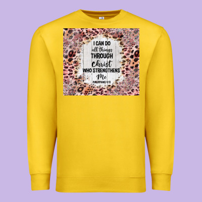 I Can Do All Things With Leopard And Glitter Premium Sweatshirt Designed By Tumblerdesignbyshophia