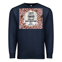 Navy i can do all things with leopard and glitter Premium Sweatshirt - TumblerDesignByShophia