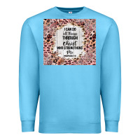 Ocean Blue i can do all things with leopard and glitter Premium Sweatshirt - TumblerDesignByShophia