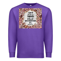 Purple i can do all things with leopard and glitter Premium Sweatshirt - TumblerDesignByShophia