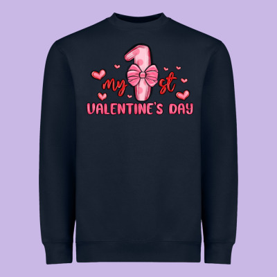 My First Valentines Day Heavyweight Sweatshirt Designed By Maliassmallbusiness