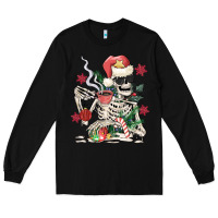 Black skeleton santa Long Sleeve Tee - MaliasSmallBusiness