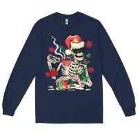 Navy skeleton santa Long Sleeve Tee - MaliasSmallBusiness