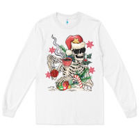 White skeleton santa Long Sleeve Tee - MaliasSmallBusiness