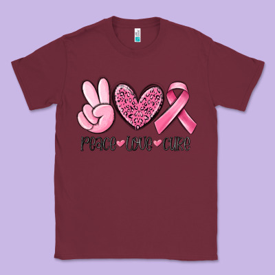 Peace Love Cure Breast Cancer Classic Tee Designed By Maliassmallbusiness