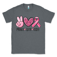 Charcoal Heather peace love cure breast cancer Classic Tee - MaliasSmallBusiness