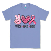 Colony Blue peace love cure breast cancer Classic Tee - MaliasSmallBusiness