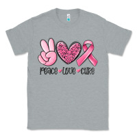 Heather Grey peace love cure breast cancer Classic Tee - MaliasSmallBusiness
