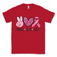 Red peace love cure breast cancer Classic Tee - MaliasSmallBusiness
