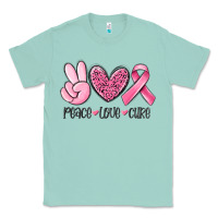Seafoam peace love cure breast cancer Classic Tee - MaliasSmallBusiness