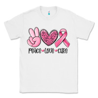 White peace love cure breast cancer Classic Tee - MaliasSmallBusiness