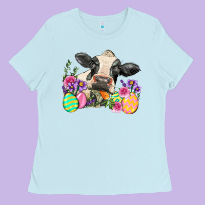 Happy Easter Cow Easter Day Ladies Tee Designed By Neo Western