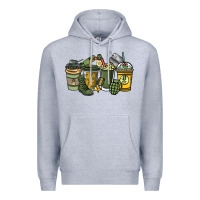 Heather Grey Army coffee cups 4th of july Premium Hoodie - HowdyJamesFarm